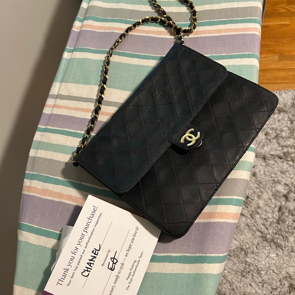 Authentic CHANEL Black Shoulder clutch bag